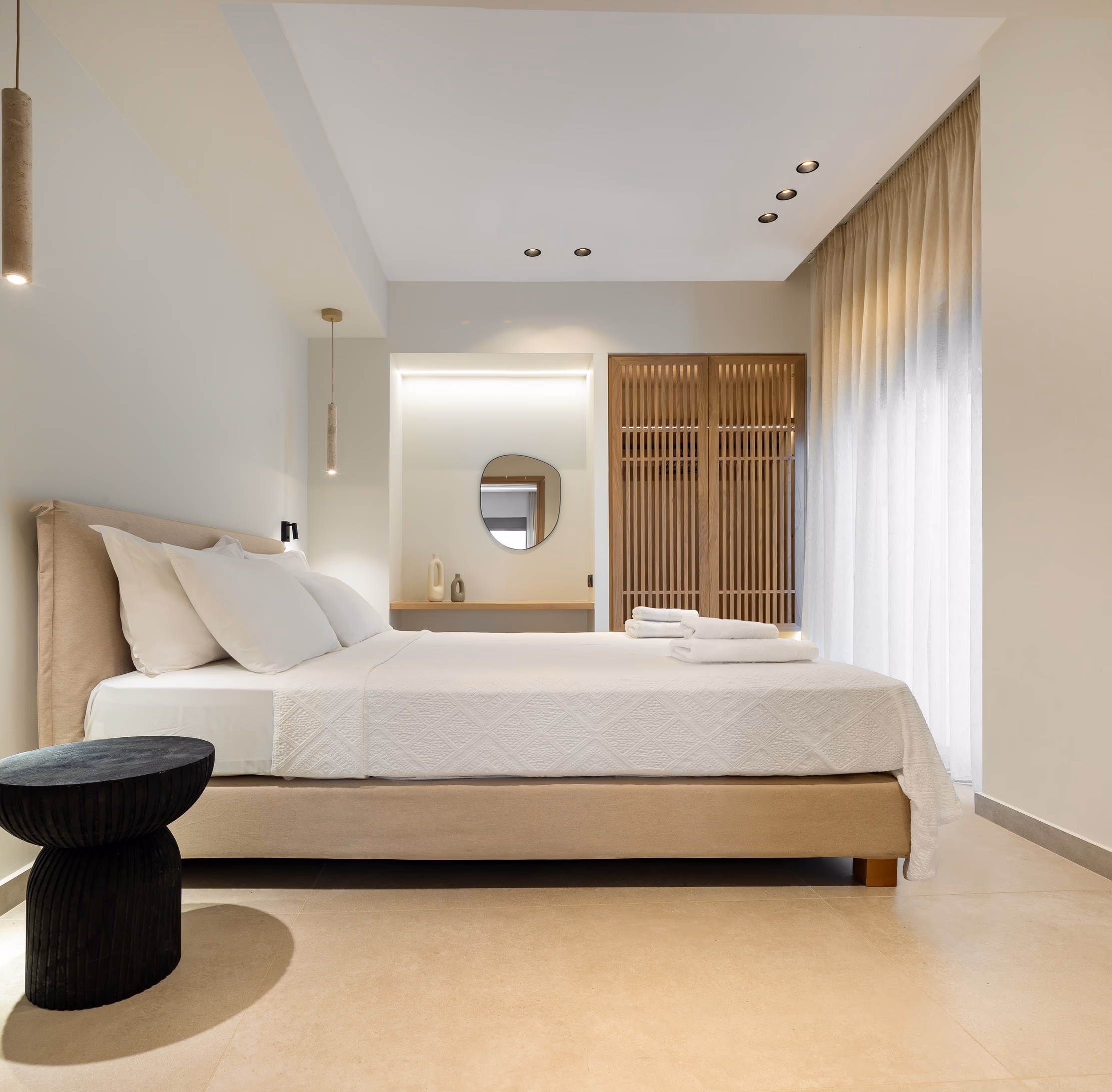 Serene bedroom with soft linens